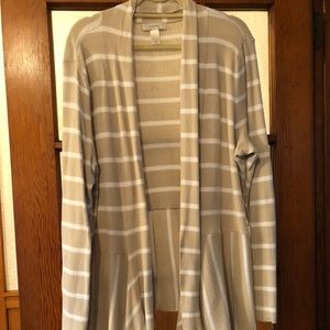 *3/$30* Tan and White CJ Banks Open Sweater 3x